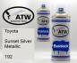 Preview: Toyota, Sunset Silver Metallic, 192: 400ml Sprühdose + 400ml Klarlack - Set, von ATW Autoteile West.